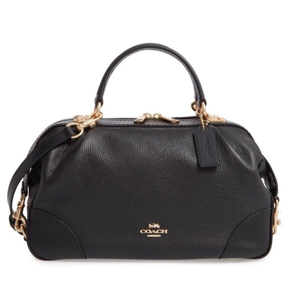 Coach 69621 Lane Black Leather Satchel 2way Crossbody Bag - Picture 1 of 14